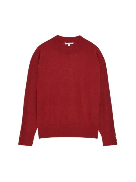 Sweter Patrizia Pepe z okrągłym dekoltem czerwony