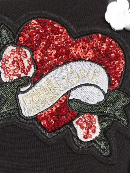 Pulover Cavalli Class cu broderie negru
