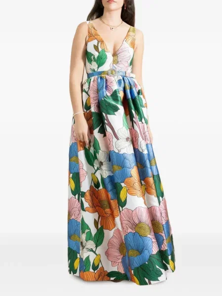 Rochie maxi Borgo De Nor cu model floral cu imagine alb