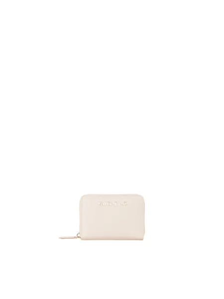 Lniany portfel Valentino Bags beżowy