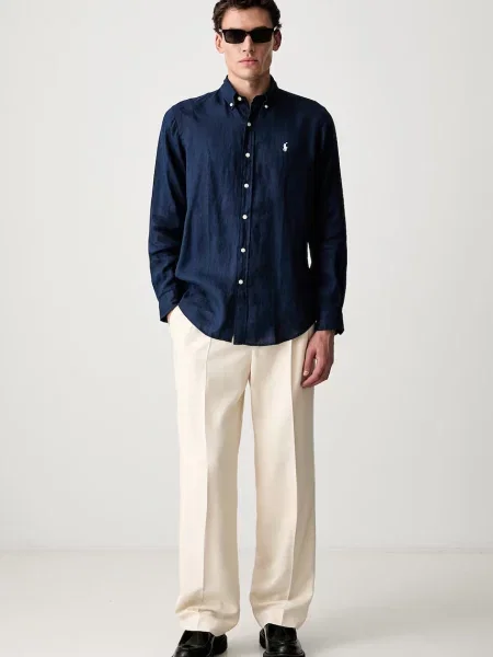 Polo Ralph Lauren košeľa pánska ľanová Long Sleeve Sport Shirt