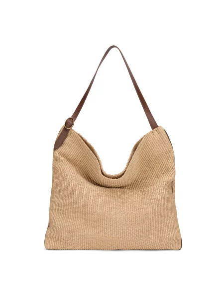 Shopperka Orciani skórzana beżowa