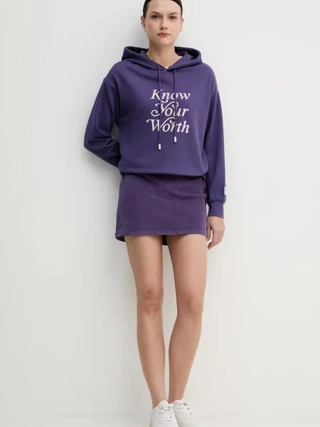 Свитер United Colors Of Benetton с капюшоном с принтом фиолетовый