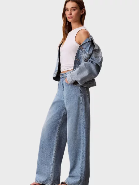 Джинсы с широкими штанинами Calvin Klein Jeans голубой