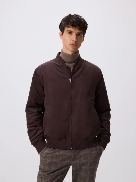 Замшевый бомбер Reserved коричневый