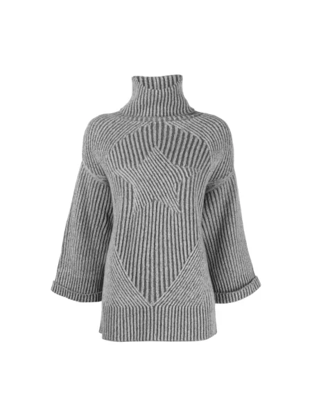 Sweter z golfem Lorena Antoniazzi z kaszmiru szary