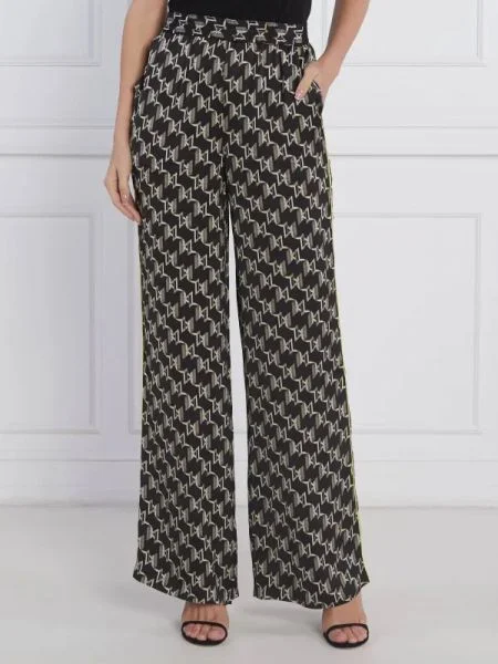 Karl Lagerfeld Pantaloni PRINTED MONOGRAM | flare fit | high waist negru