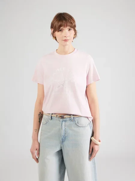VERO MODA Póló VMPALMA METTE rózsaszín fehér