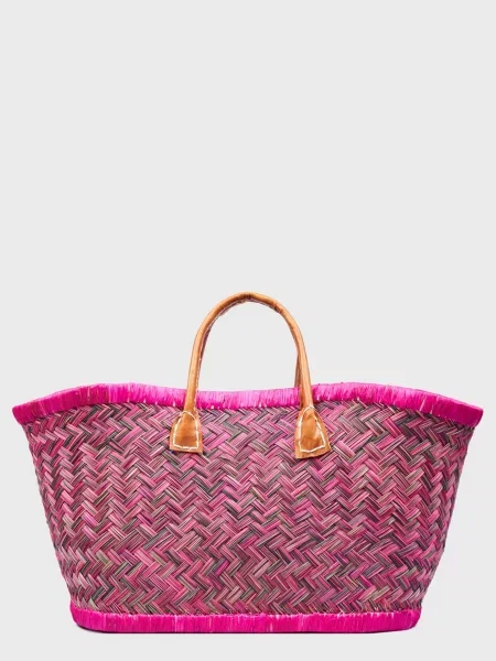 Le Comptoir de la plage Aravola Пляжна сумка Малиновий Солома рожева