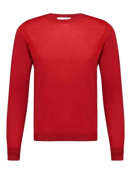 Pulover Piacenza Cashmere de lână cu decolteu rotund roșu