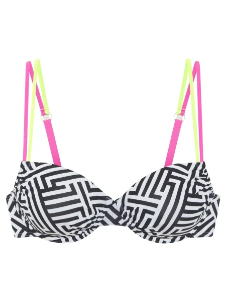 BUFFALO Sutien costum de baie galben lămâie / roz / negru alb