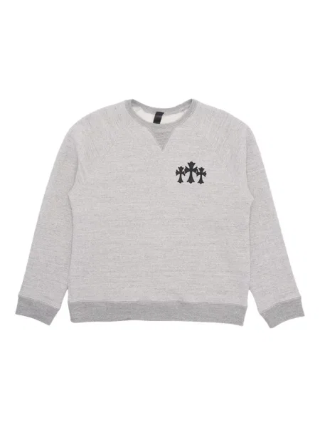 Hanorac crewneck Chrome Hearts cu decolteu rotund cu motiv cu inimi gri