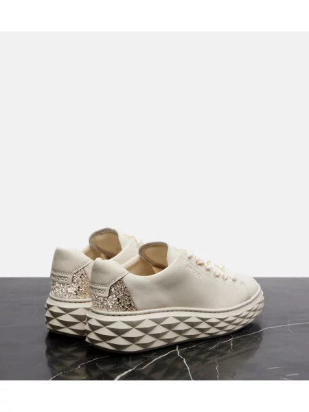 Sneakerși Jimmy Choo din piele alb