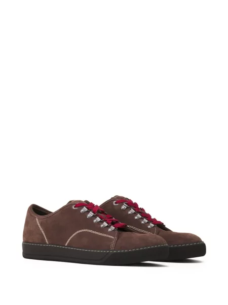 Sneakerși Lanvin cu șireturi din piele de căprioară maro
