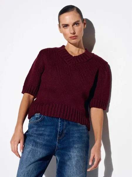Dilvin Pulóver Pullover burgundi vörös