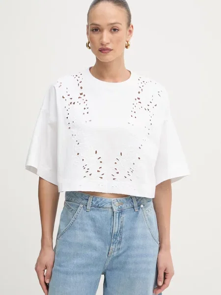 BOSS Orange tricou oversized pentru femei cu C Ephilas 2 alb