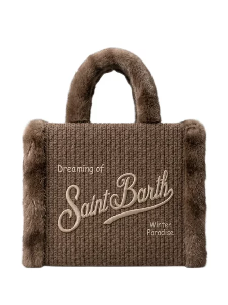 Geantă shopper Mc2 Saint Barth tricotate maro