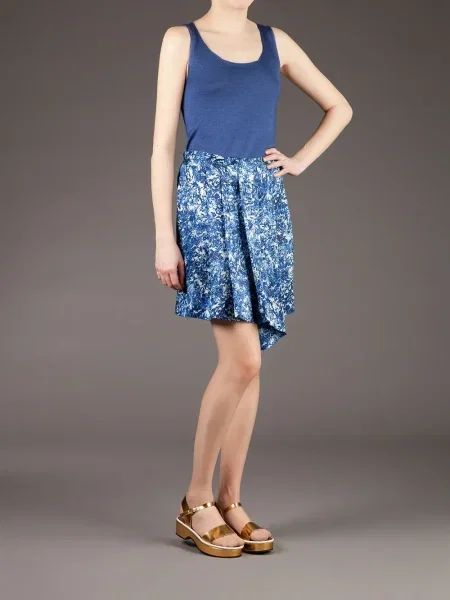 Fustă Twisty Parallel Universe cu model floral cu imagine albastru
