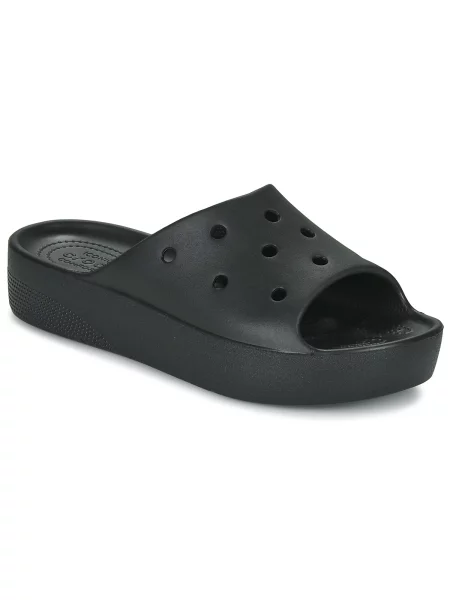 Klasické pantofle Crocs na platformě černé