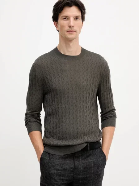 Armani Exchange pulover din amestec de lână light verde