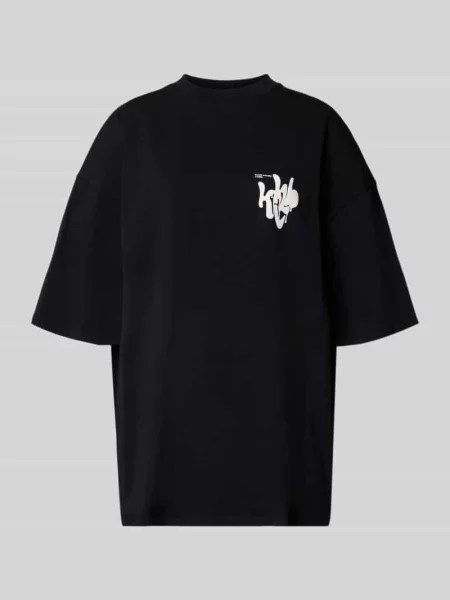 T-shirt oversize z nadrukiem z logo marki Karo Kauer czarna