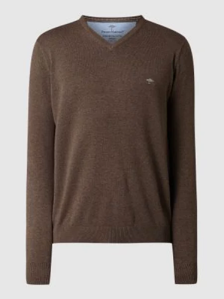 Sweter z dekoltem w serek Fynch-hatton brązowy