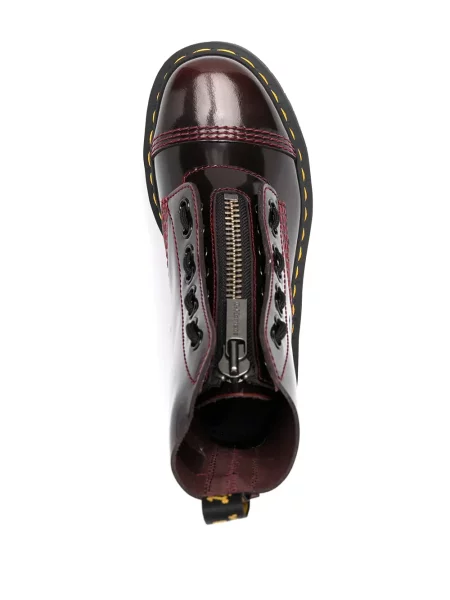 Cizme scurte Dr. Martens cu șireturi din dantelă roșu