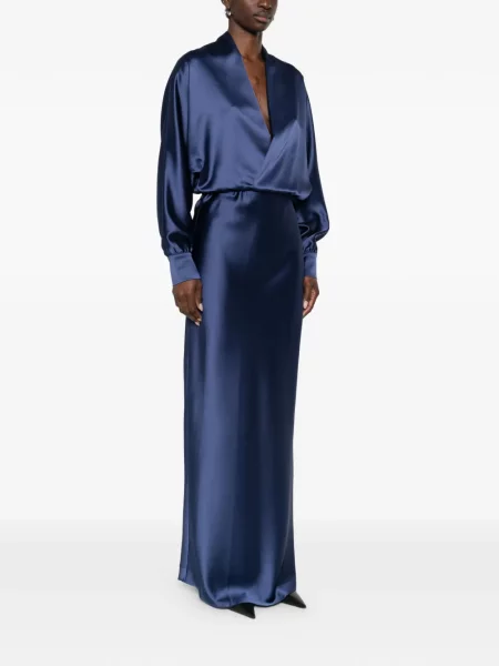 Rochie maxi Atu Body Couture cu decolteu în V lungă albastru