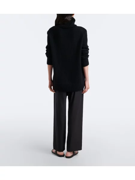 Pantaloni The Row de mătase negru