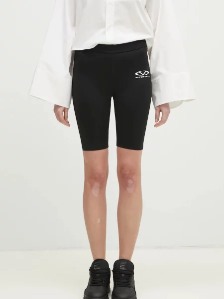 VETEMENTS pantaloni scurti Oval Logo femei cu imprimeu medium waist negru