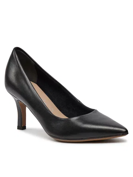 Čevlji z visoko Tamaris Black Leather črna