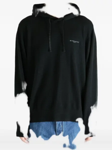 Hanorac cu glugă Givenchy de lână cu glugă negru