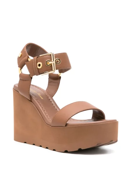 Sandale Gianvito Rossi din piele cu pană maro