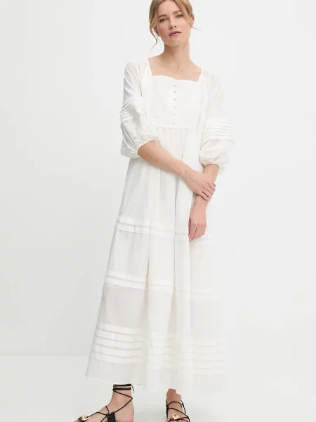 Answear Lab sukienka maxi rozkloszowana biały