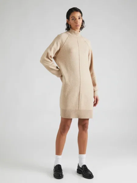 VERO MODA Pletené šaty GOLD LINK melírovaná béžová