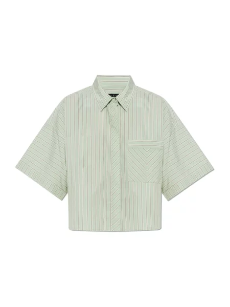 Krótka koszula Rag & Bone w paski zielona