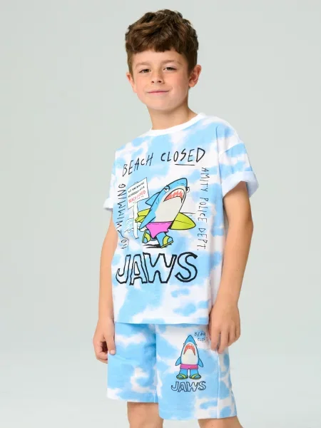Sinsay Kraťasy tie-dye Jaws modrá