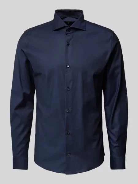Koszula biznesowa o kroju slim fit z kołnierzykiem typu cutaway model ‘Pares’ Joop! Collection granatowa