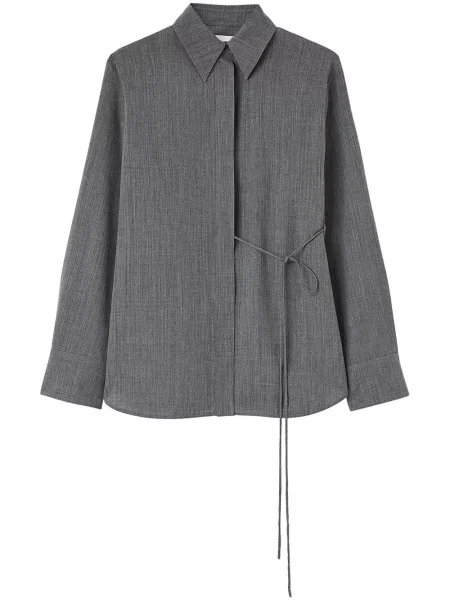 Vunena košulja Jil Sander na preklop siva