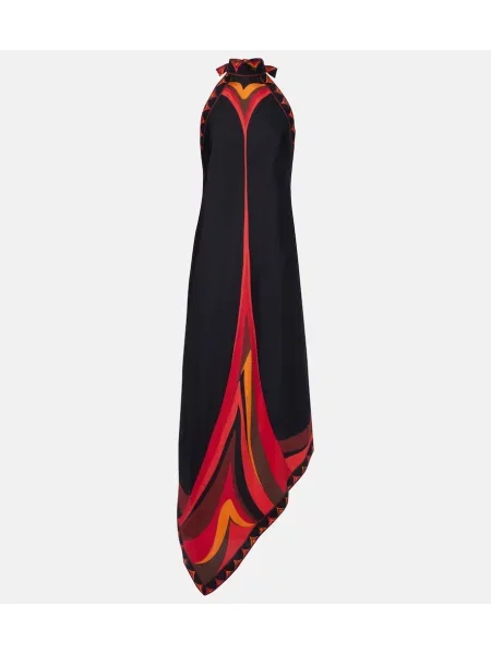 Rochie midi Pucci de mătase cu gât halter negru