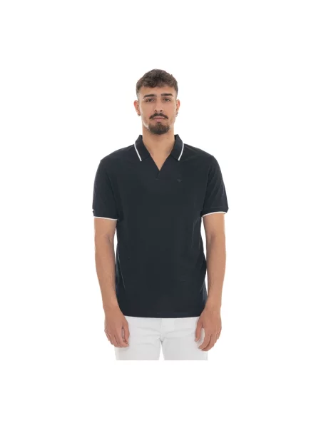 Krótka koszulka polo Emporio Armani z krótkim rękawem niebieska