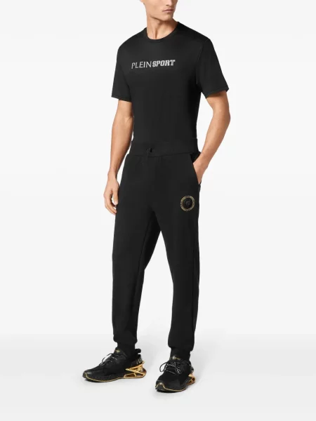 Pantaloni sport Plein Sport cu imagine alergare negru