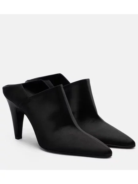 Papuci tip mules Alaïa din satin negru