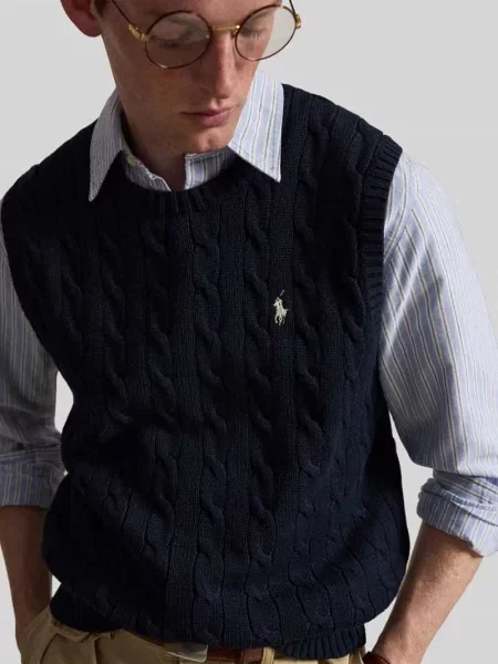 Bezrękawnik o kroju regular fit z czystej bawełny Polo Ralph Lauren granatowa
