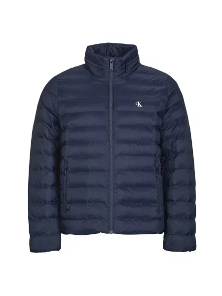 Denim jakna Calvin Klein Jeans s kapuco modra