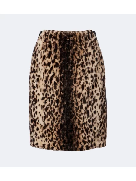 Fustă din piele Jacques Wei cu imagine cu model leopard negru