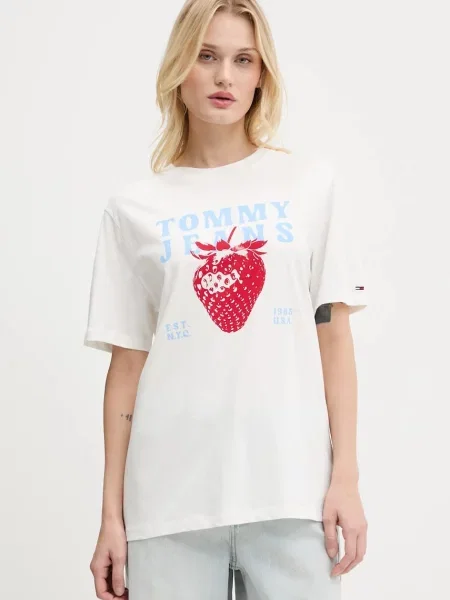 Тениска Tommy Jeans дамска бяло