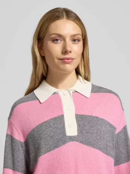 Sweter z dzianiny o kroju regular fit z mieszanki wełny z domieszką kaszmiru model ‘JARN’ Essentiel Antwerp różowy