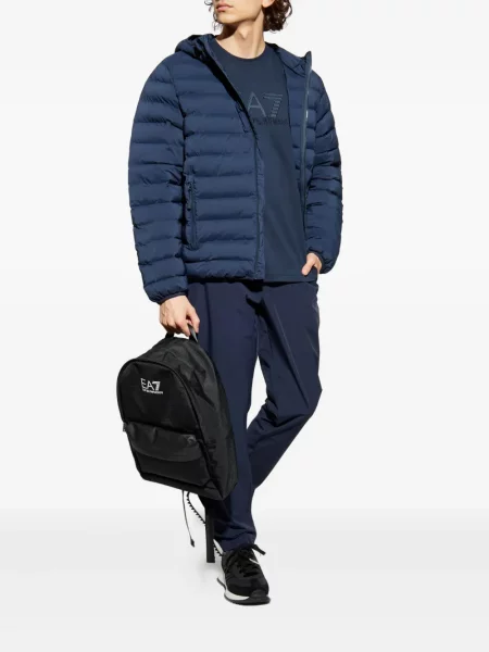 Geacă Ea7 Emporio Armani cu glugă albastru