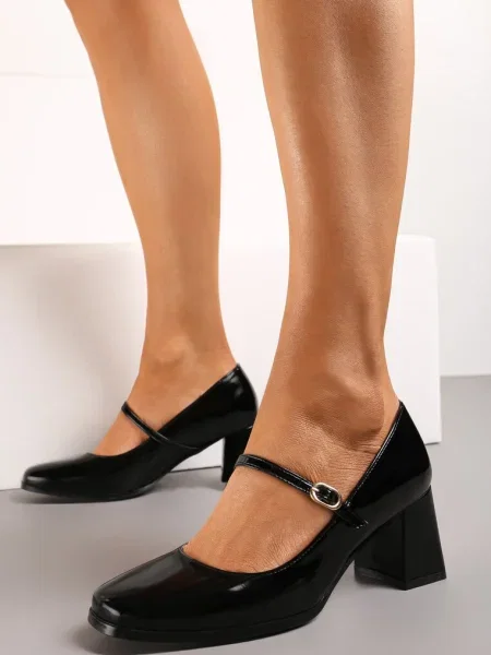 Botine Lacate cu Înalt și Barete Subțiri Decorative Noobeta negre